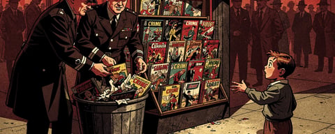 Illustration for: Canada banned "crime comics" from 1949 to 2018