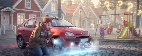 Illustration for: Must You Check Under Your Car for Sleeping Kids in Denmark? Nope.