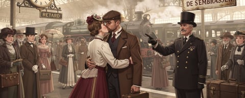 Illustration for: Kissing on train platforms was once discouraged in France