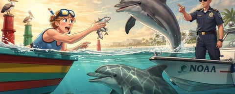 Illustration for: Feeding or Harassing Wild Dolphins Is a Federal Crime in the US