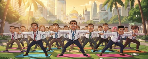 Illustration for: Indonesia Makes Civil Servants Exercise — But No Fine for Being Overweight