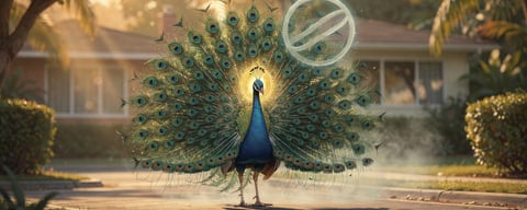 Illustration for: Are Peacocks Banned From Crossing Roads in California? Not Quite.