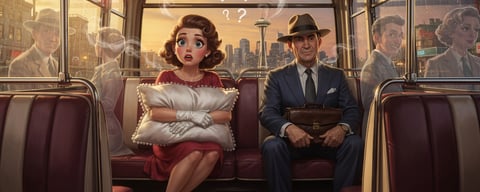 Illustration for: Women Must Place a Pillow Between Themselves and a Man's Lap on Seattle Buses