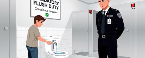 Illustration for: Failing to flush a public toilet is illegal in Singapore