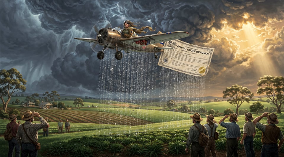 Illustration for: Victoria, Australia requires a license to make it rain