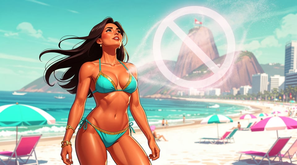 Illustration for: Brazil Bans Bikinis on Public Beaches? Totally Backwards.