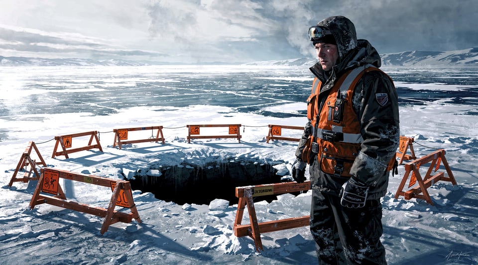Illustration for: If you cut a hole in ice, Canadian law requires you to guard it