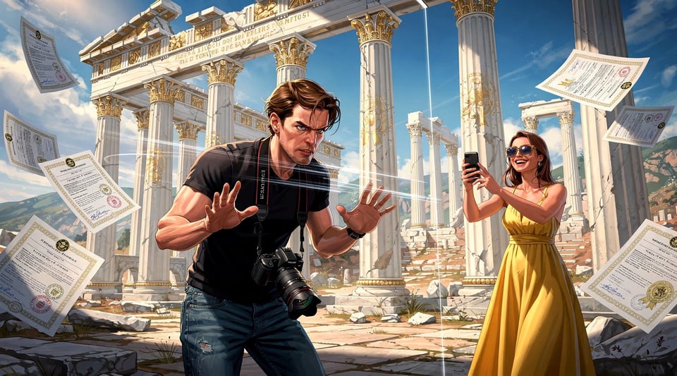 Illustration for: Greece Bans Commercial Photography at Ancient Sites Without a Permit