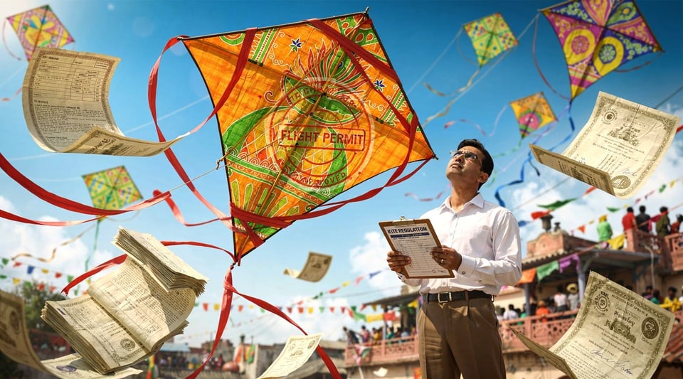Illustration for: India Bans Killer Kite String — And Technically Requires a Pilot's Permit to Fly One