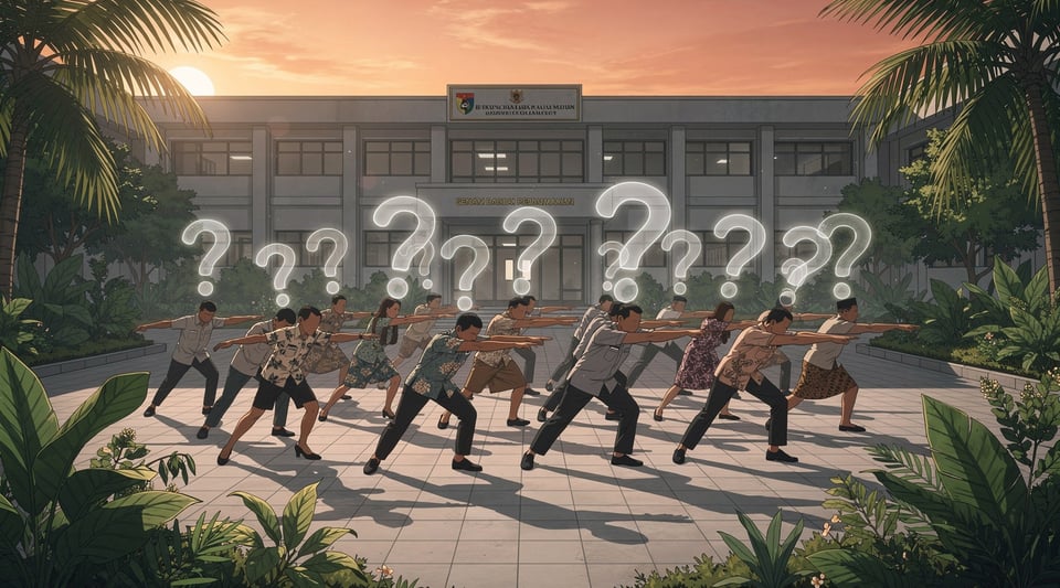 Illustration for: Indonesia's Civil Servants Do Morning Exercise — But Is It Actually the Law?