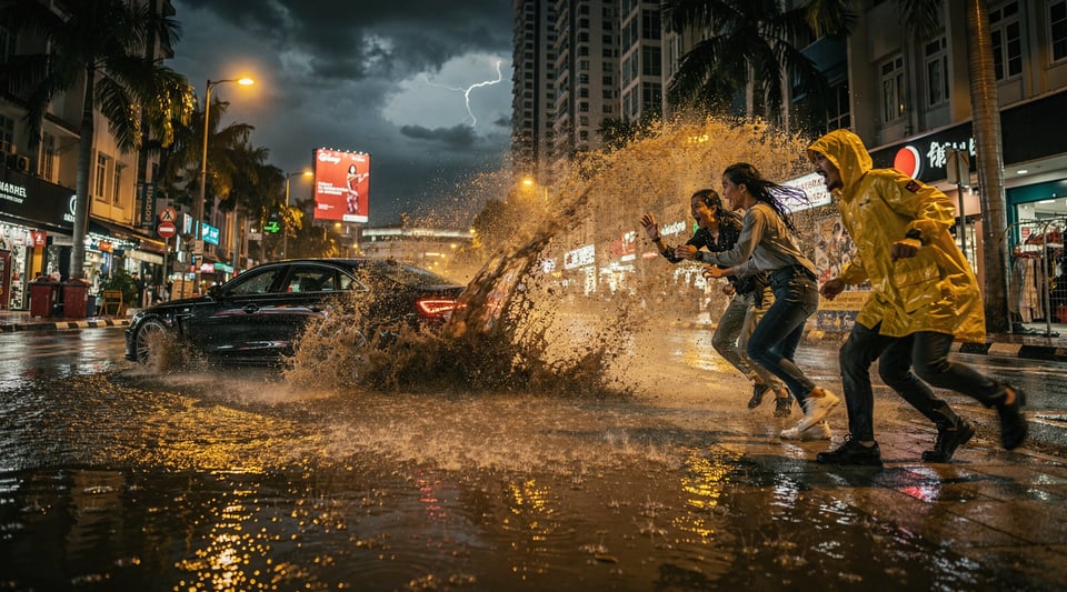 Illustration for: Malaysia Really Does Outlaw Splashing Pedestrians — But Not Just During Monsoon Season