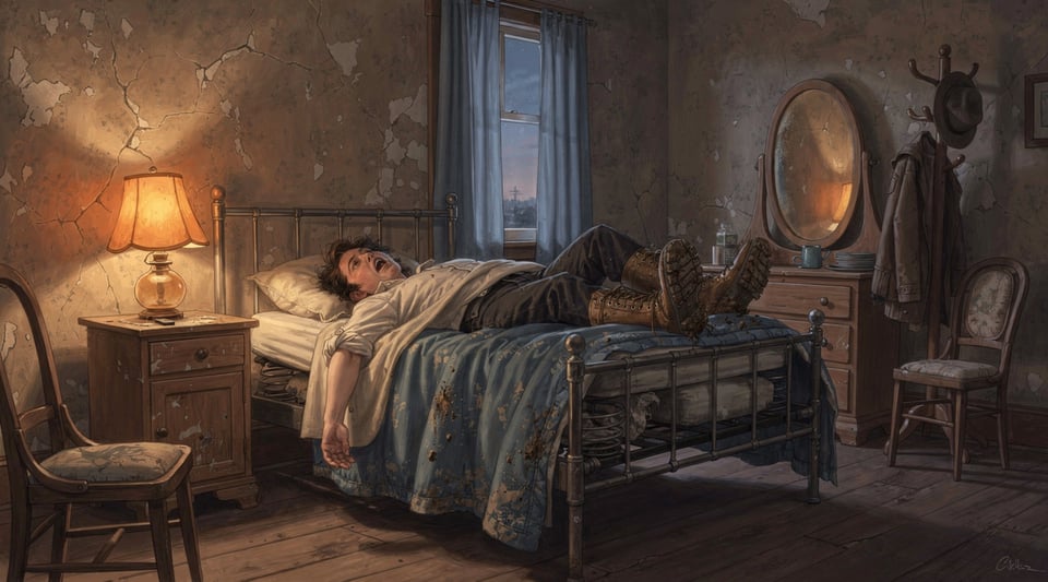 Illustration for: In North Dakota it is illegal to lie down and fall asleep with your shoes on