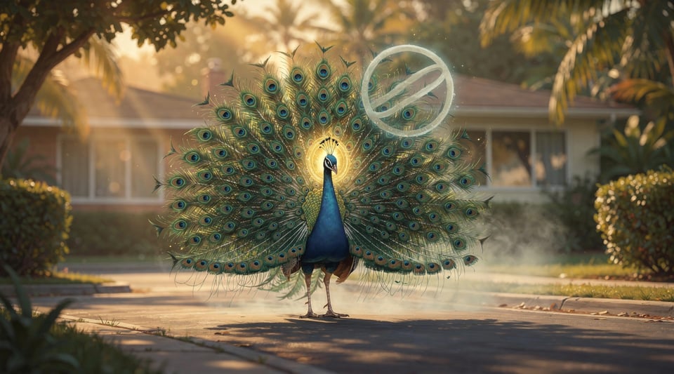 Illustration for: Are Peacocks Banned From Crossing Roads in California? Not Quite.
