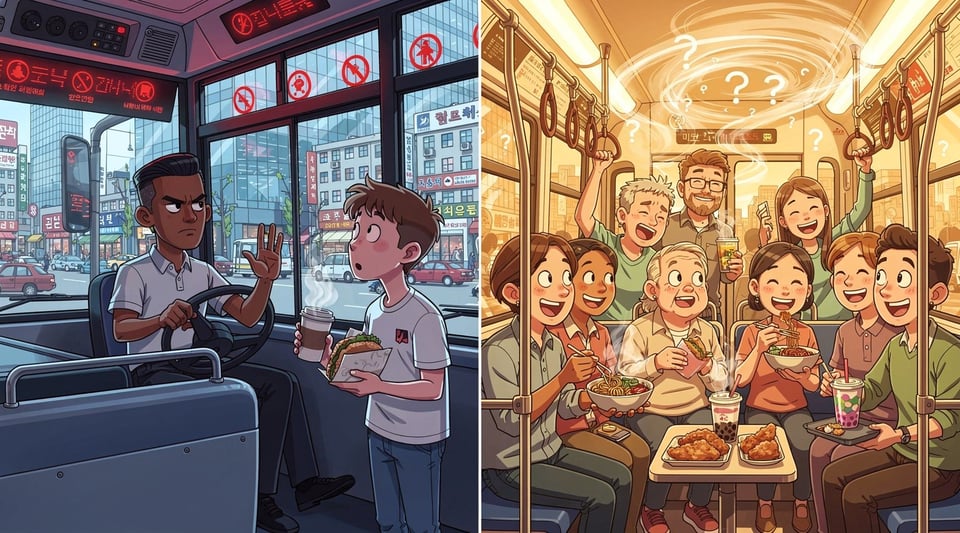 Illustration for: Seoul Bans Food on Buses — But Subway Eating Is Perfectly Legal