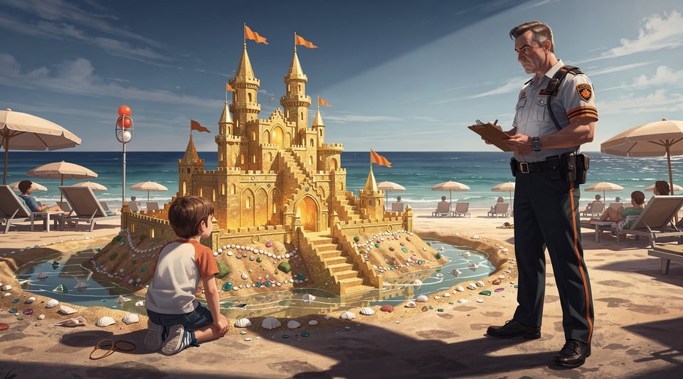 Illustration for: Building sandcastles can get you fined in Spain and Italy