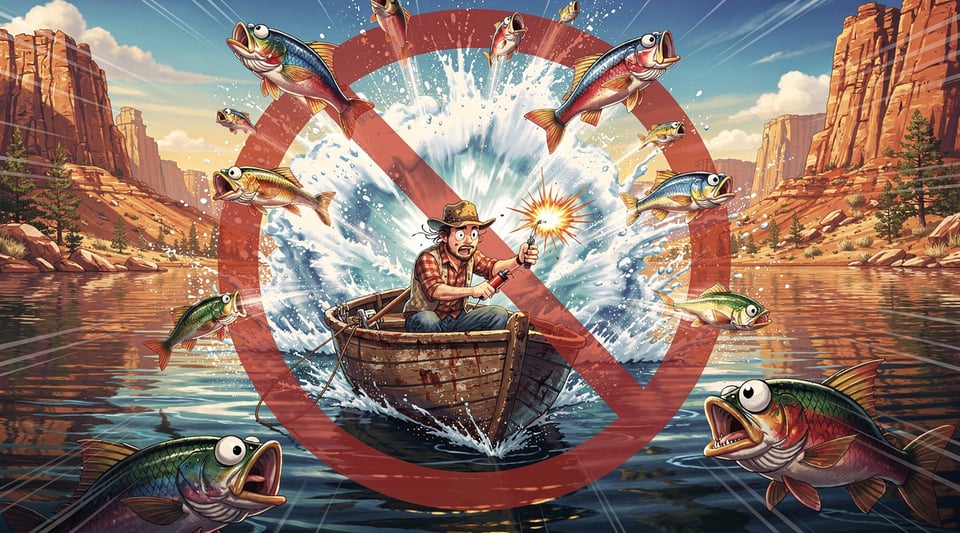 Illustration for: Boom Goes the Fishing Rod: Utah Bans Dynamite and Explosives for Fishing